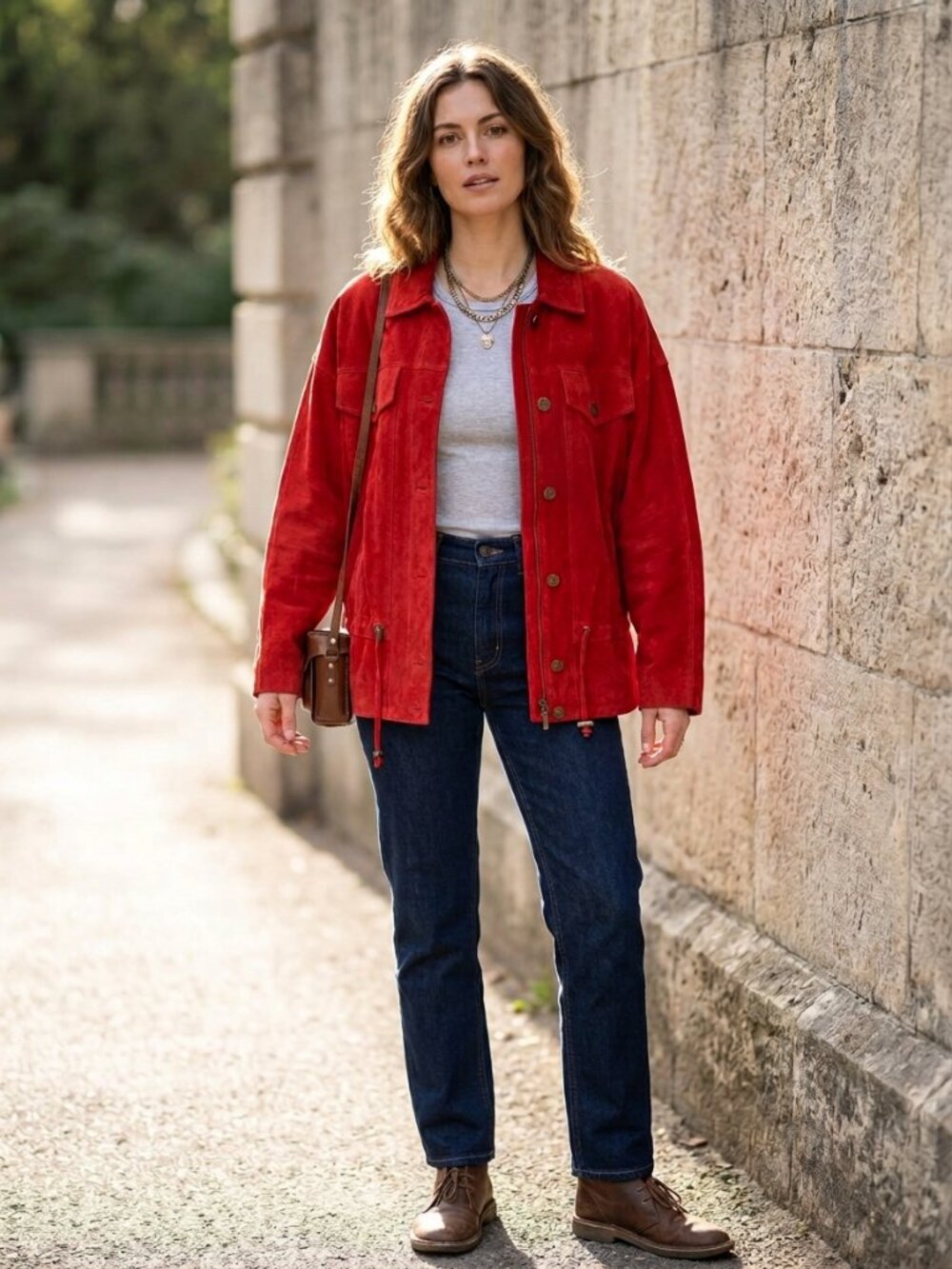 Red Out Brook Vintage Genuine Suede Leather Jacket Women's Large NWT